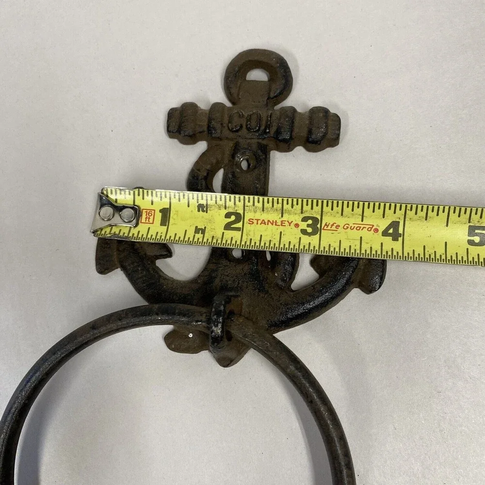 Nautical Cast Iron Anchor Towel Ring Holder Wall Decor